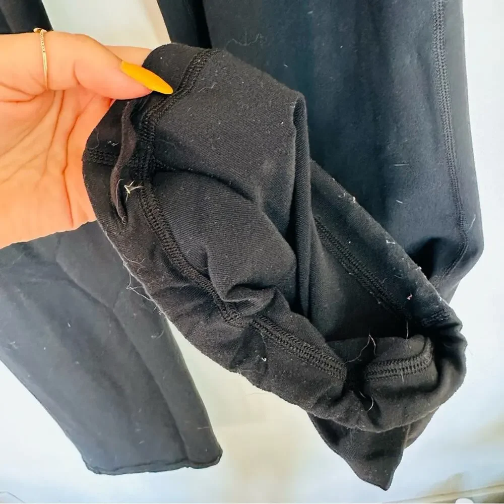 LULULEMON Black Mid High Rise Boot Cut Drawstring Tie Waist Yoga Pant Leggings 6